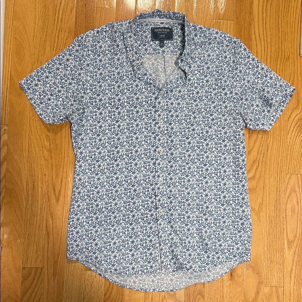 Heritage Blue and White Floral Button-Down Shirt
